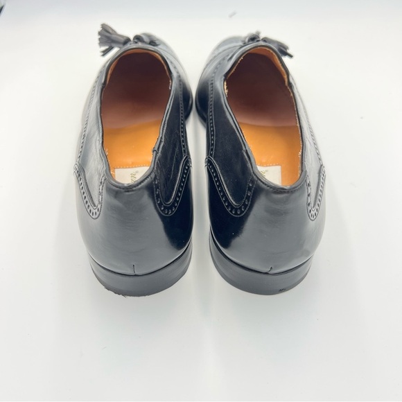 Meylan Tassel Loafers 8.5B Black Leather Cap Toe Brogue Made in Spain main image 2